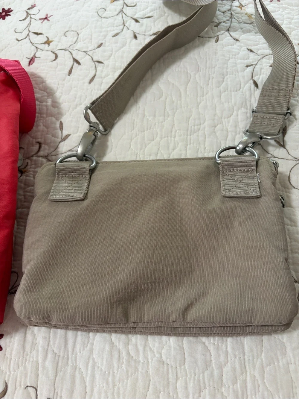 Baggallini Red and Taupe Lightweight Crossbody Duo